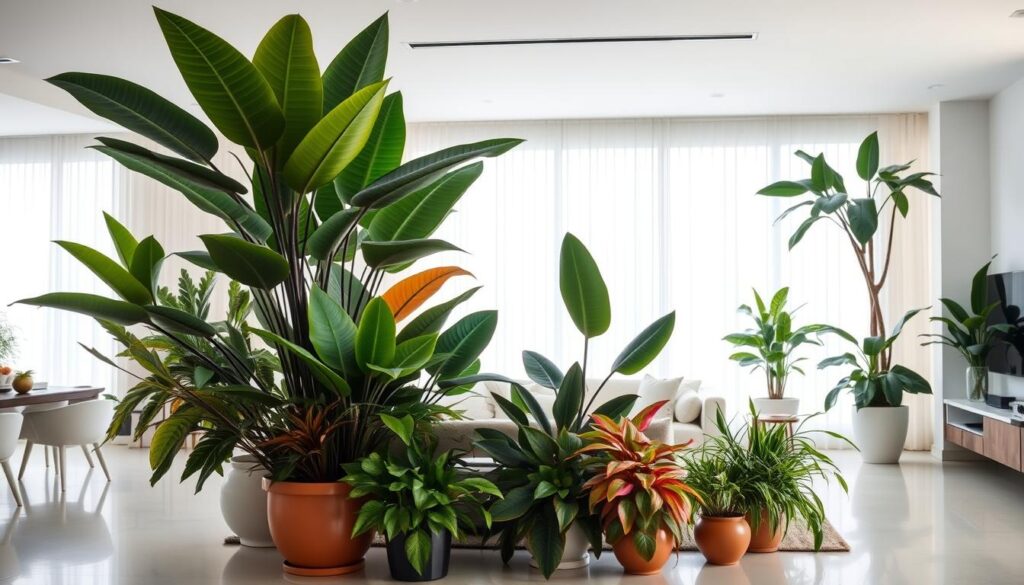 large houseplants as indoor sculptures