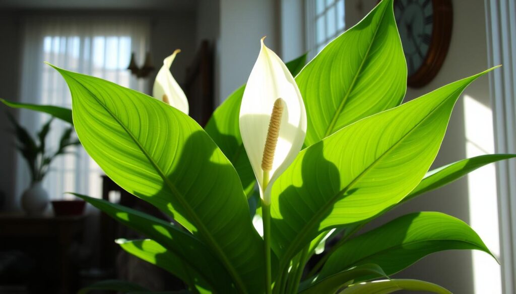 peace lily bright light