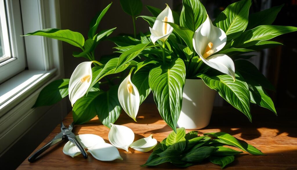 peace lily pruning