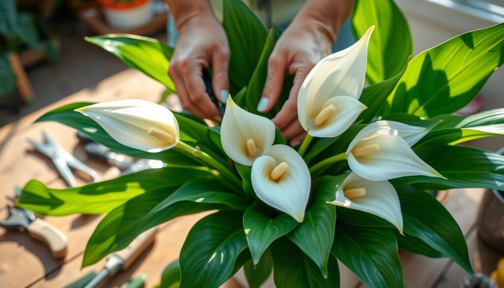 peace lily pruning