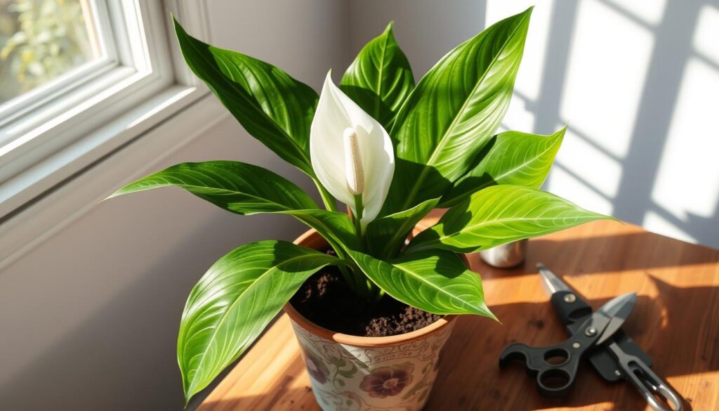 peace lily repotting