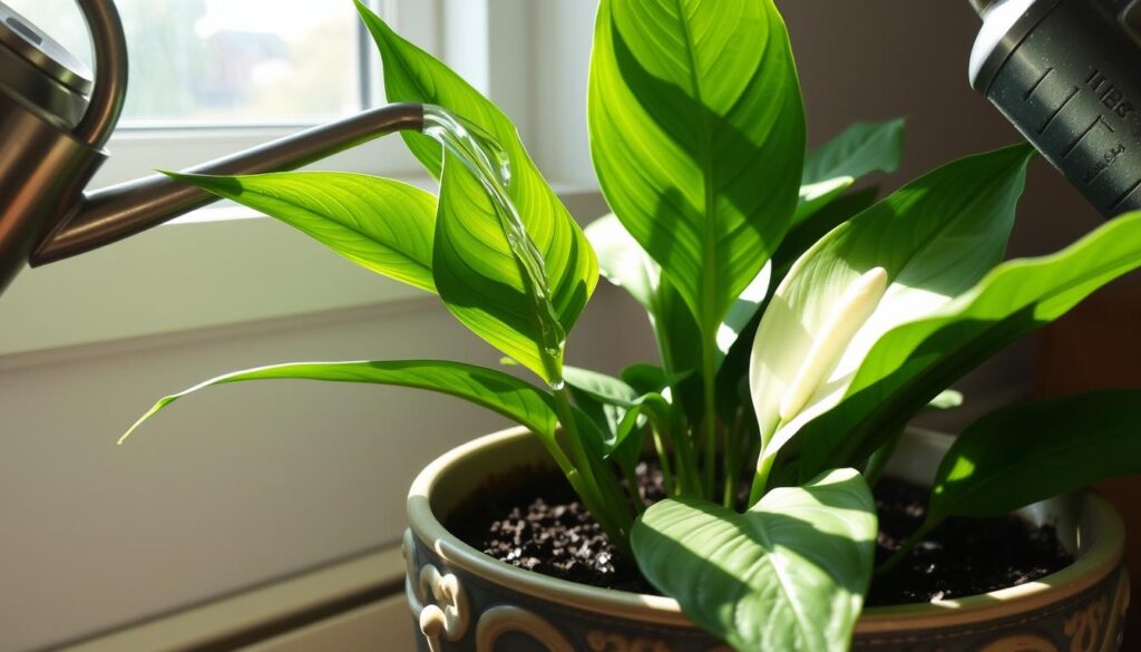 peace lily watering