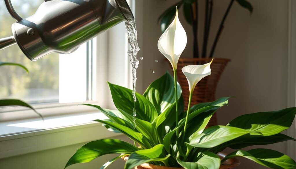 peace lily watering