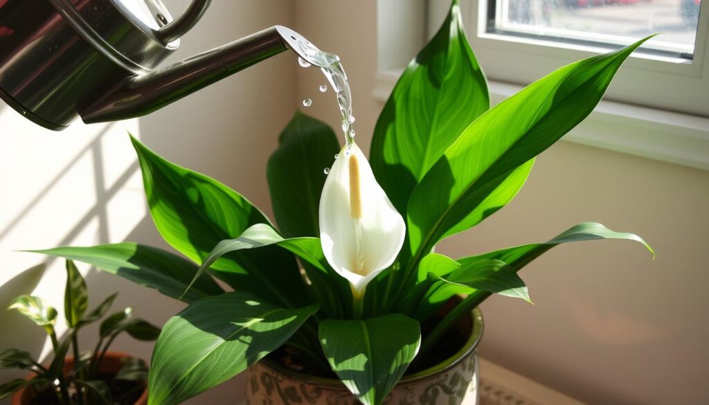 peace lily watering