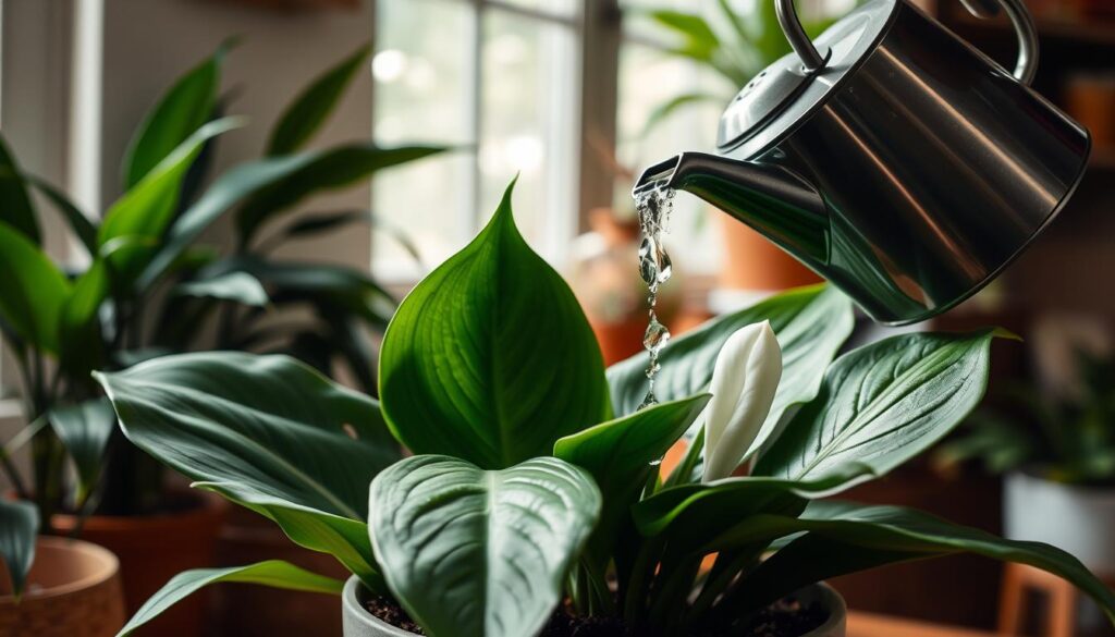 peace lily watering