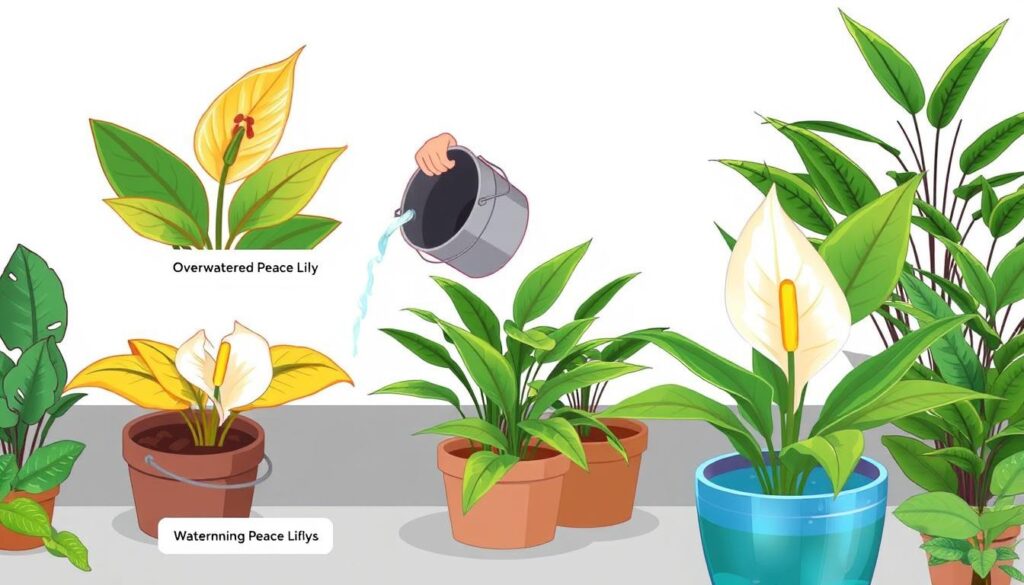 peace lily watering mistakes