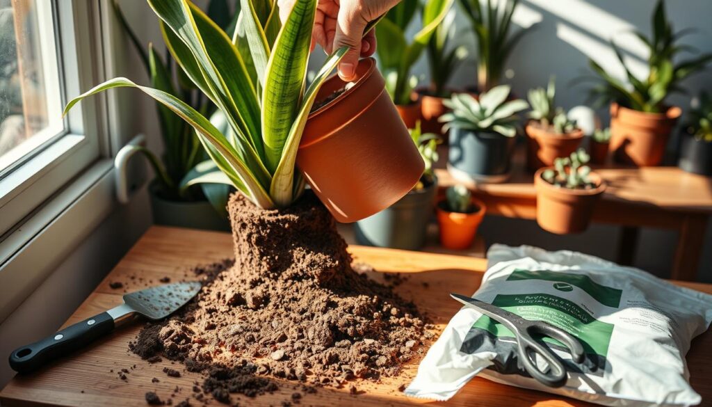 repotting snake plant