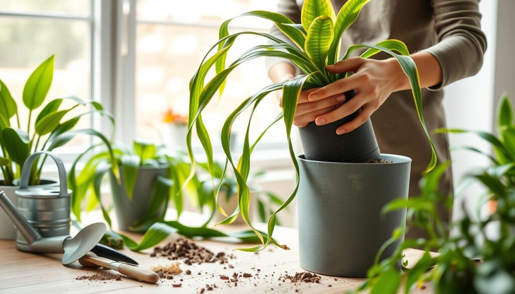 repotting snake plants