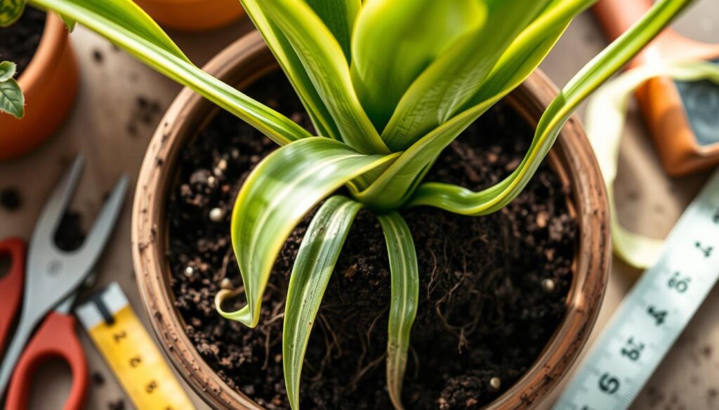 snake plant potting depth