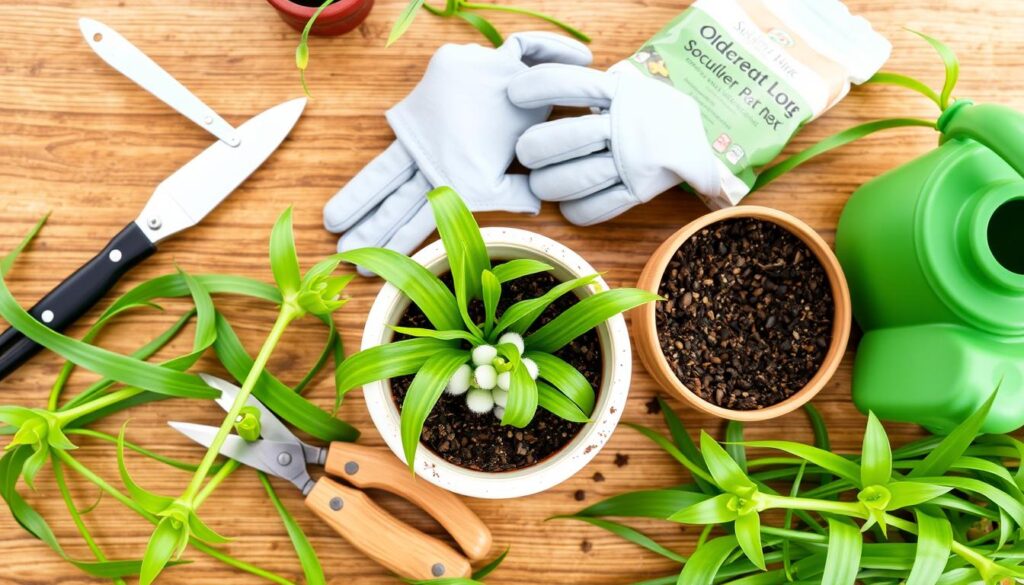 spider plant repotting tools