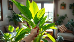 trimming rubber plants