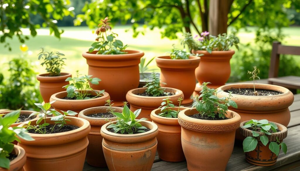 unglazed terracotta planters