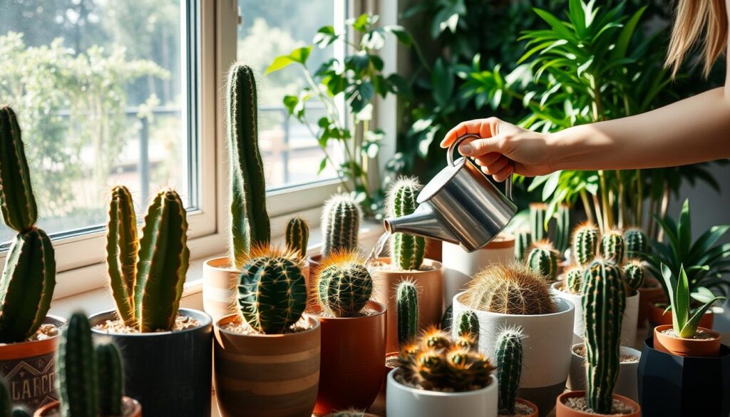 watering indoor cactus