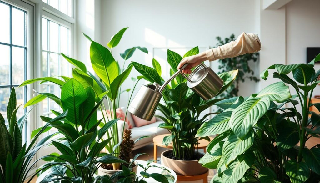 watering indoor plants