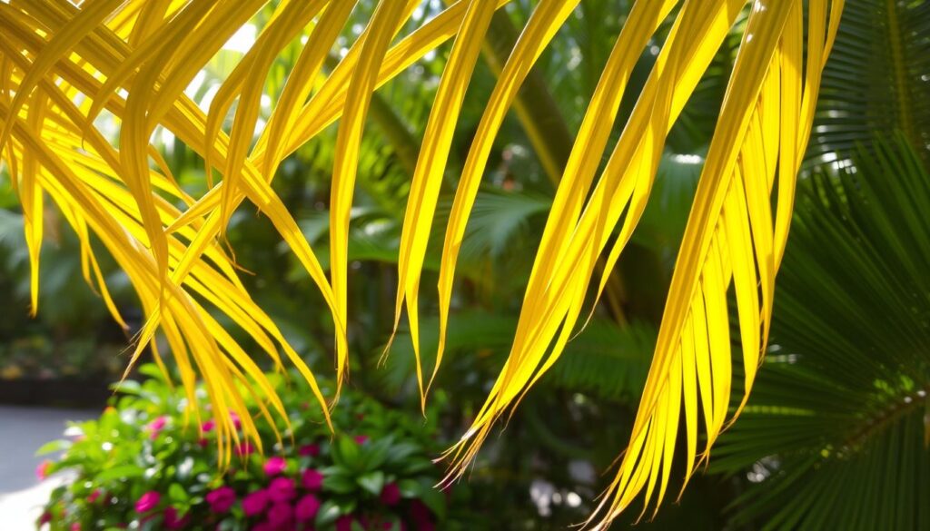 yellow palm fronds