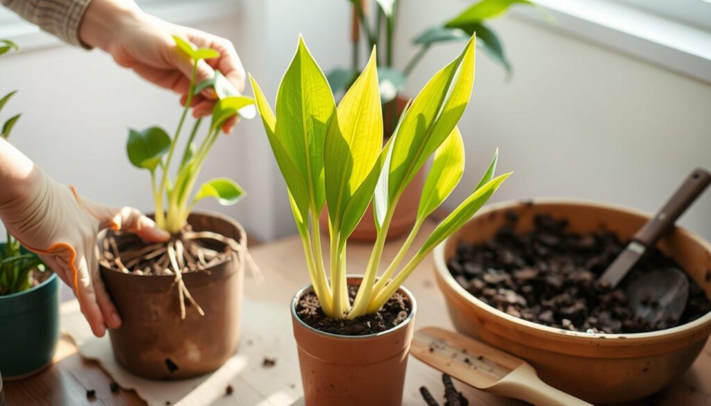 how to repot mother in law tongue