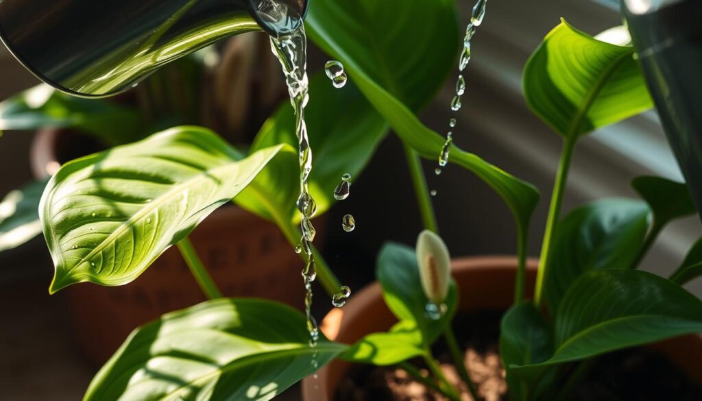 peace lily watering